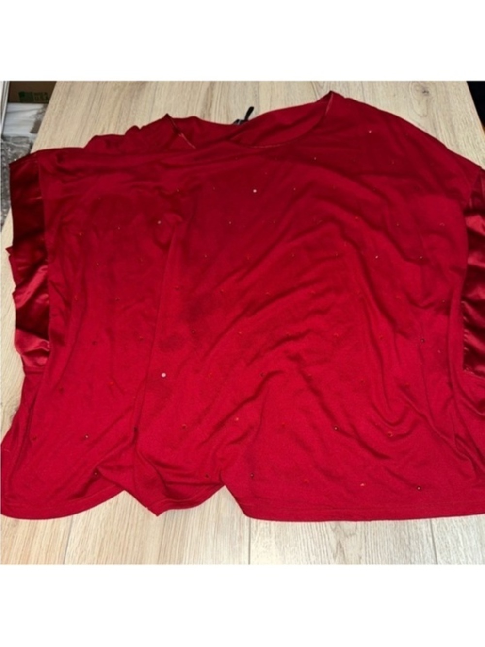 Daisy Fuentes Red Short Sleeve Embellished Tee bling shirt top